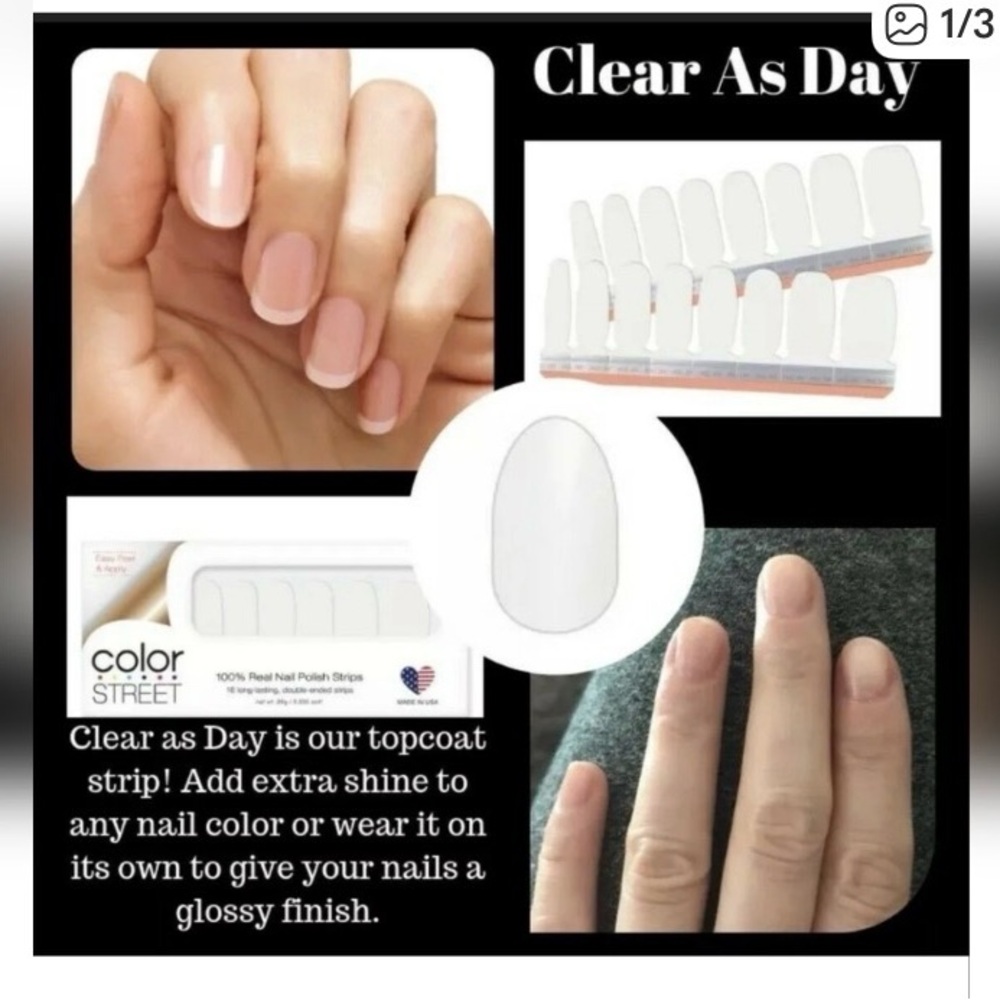 Color Street Clear As Day Topcoat Strips new